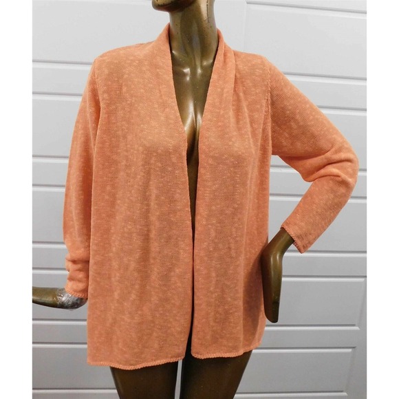 New Eileen Fisher Woman Papya Shaped Knit Open‎ Cardigan Sweater 1X